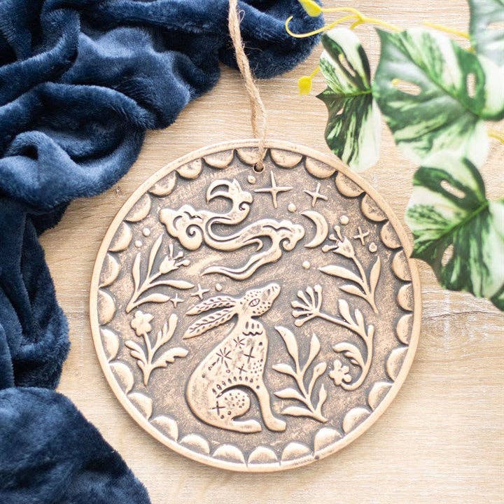 Bronze Mystical Midnight Hare Terracotta Plaque