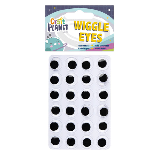 Wiggle Eyes (24pcs) Round Sticky Back - Black & White (15mm)