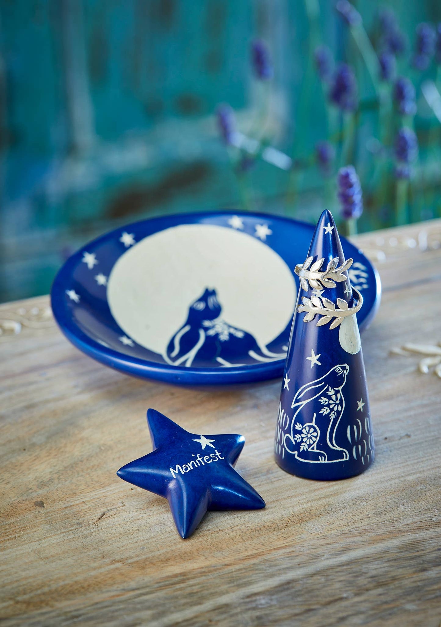 Hare Moon Trinket Dish - Blue