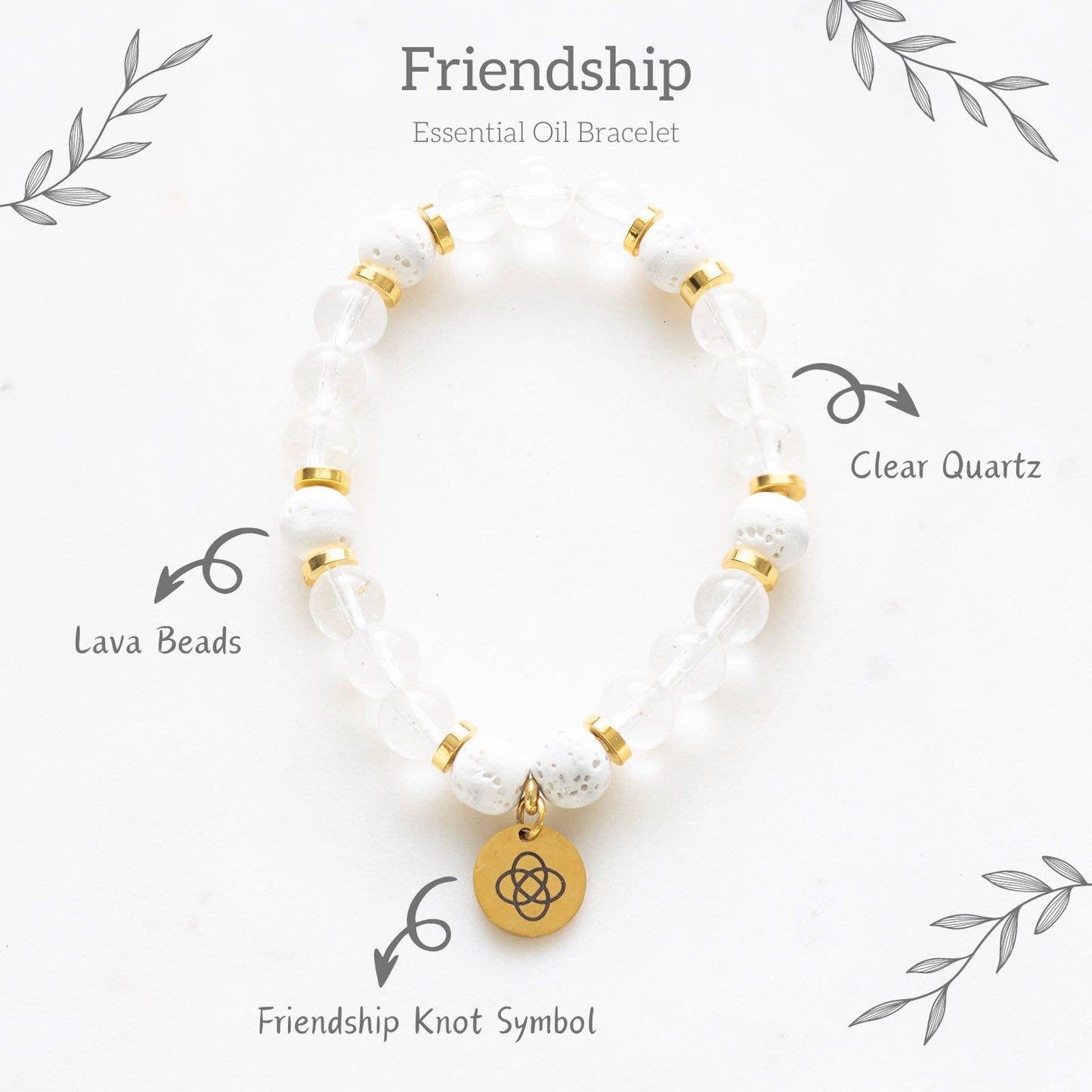 Friendship Clear Quartz Essential Oil Bracelet