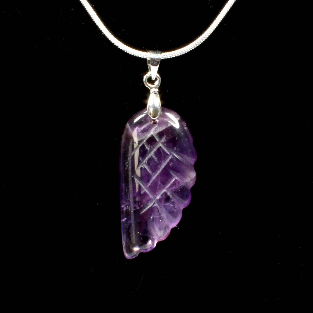 Amethyst Angel Wing Pendant With Chain