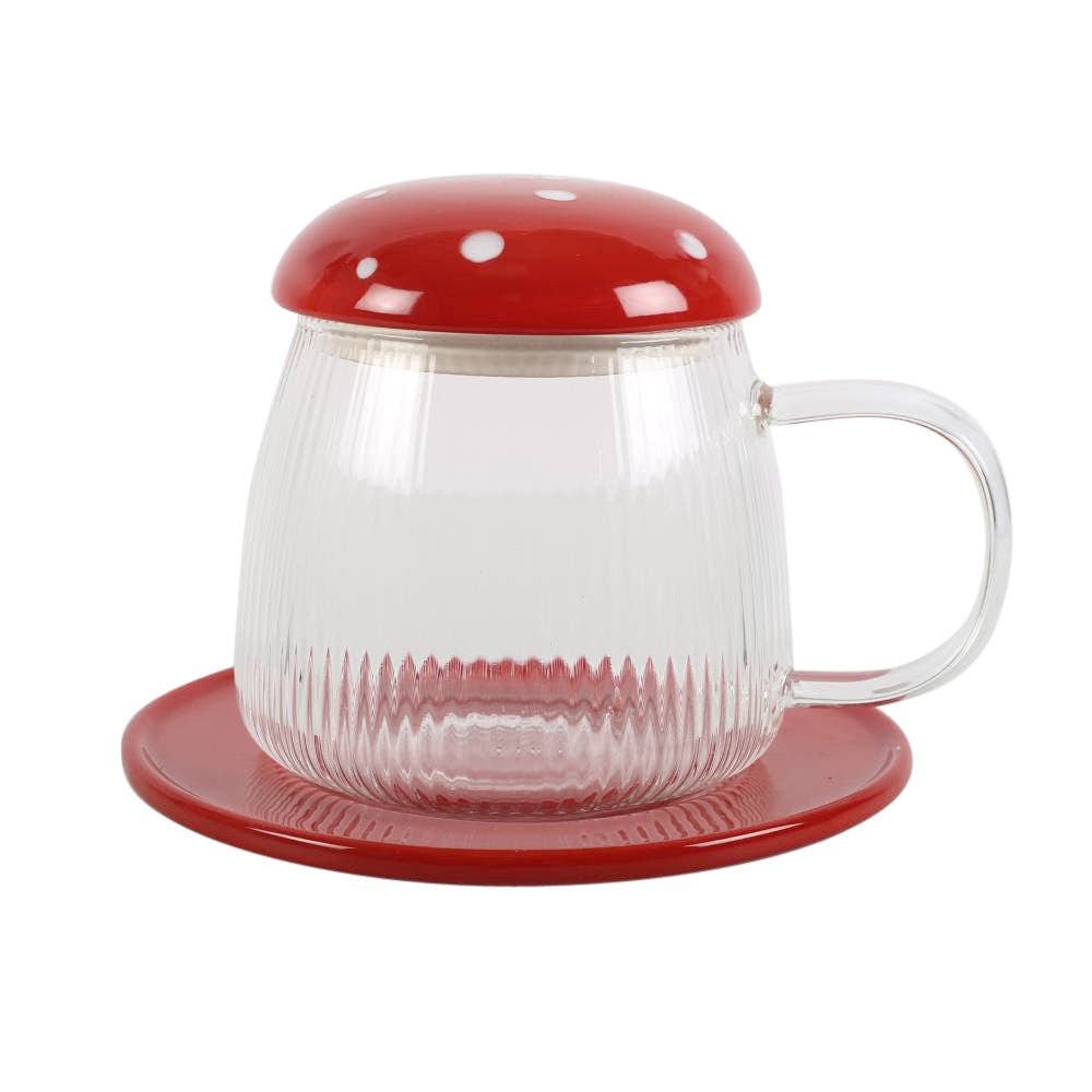 Glass Mushroom Mug and Saucer