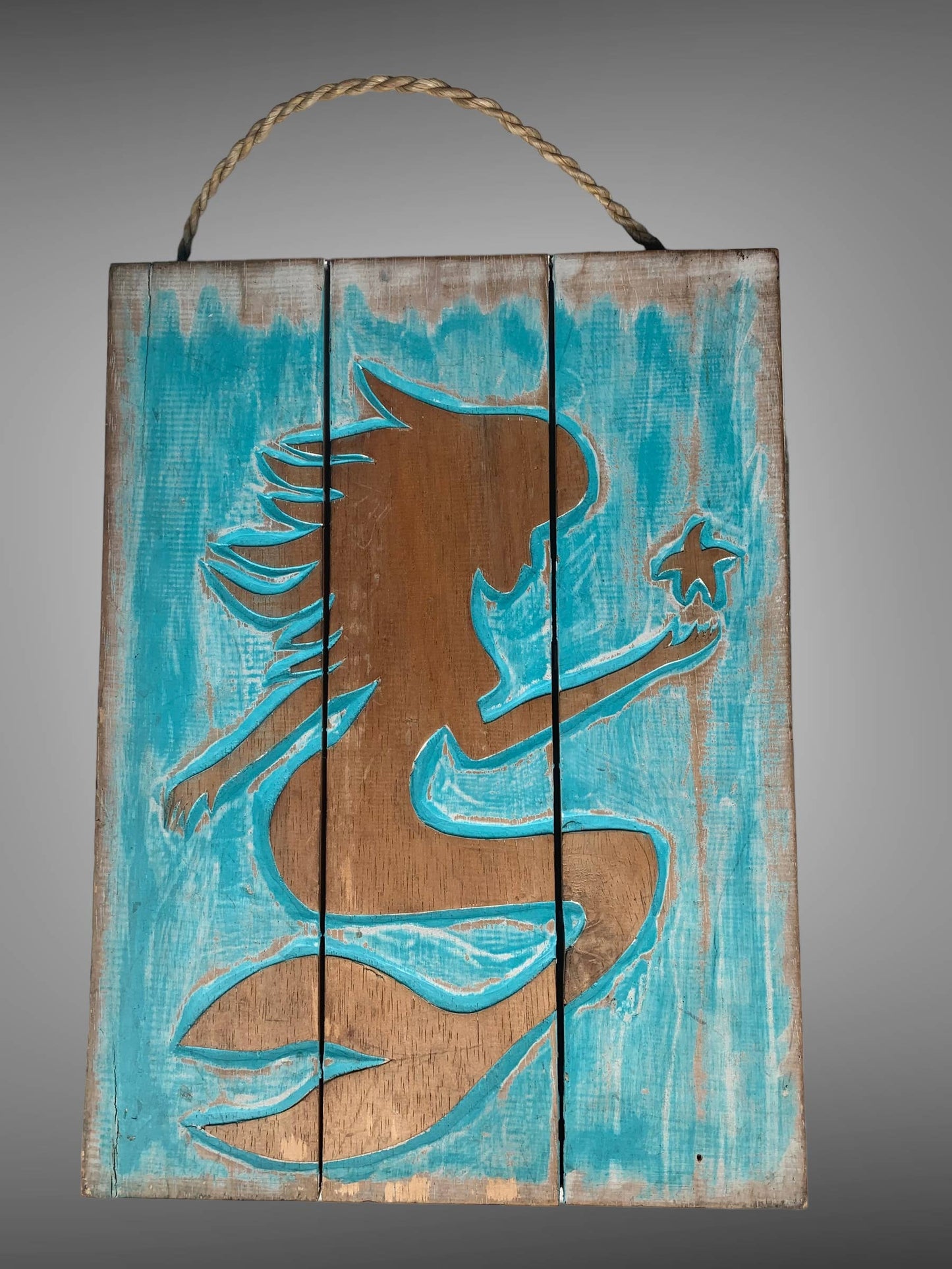 Sign - Wall plaque mermaid - hand carved wood