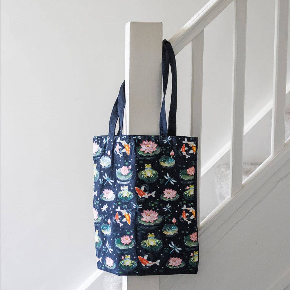 Lily Pad Pond Print Polycotton Tote Bag