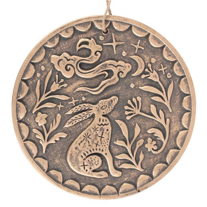 Bronze Mystical Midnight Hare Terracotta Plaque