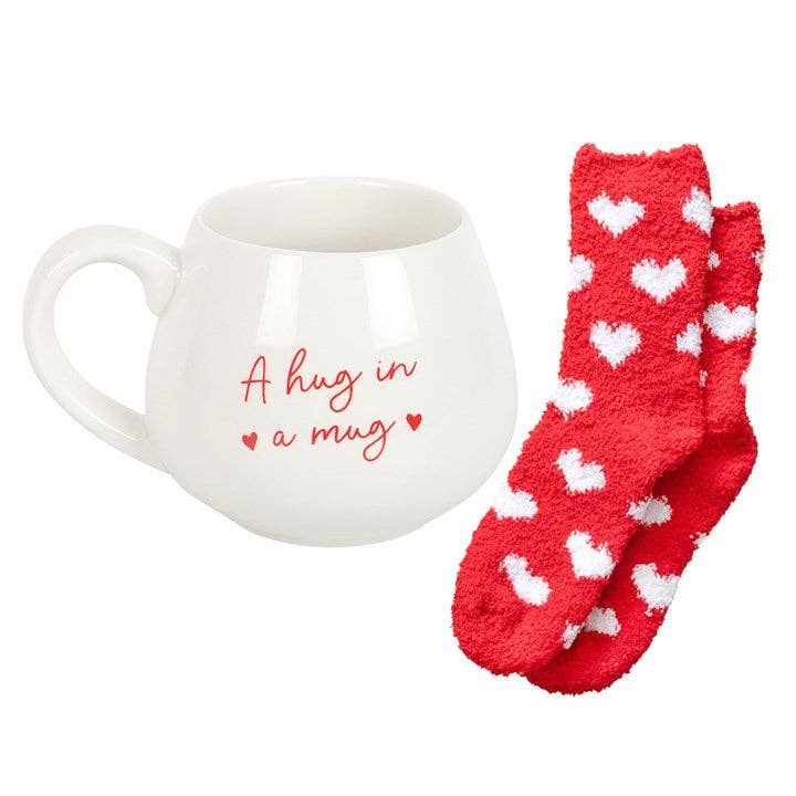 Hug in a Mug Valentine's Day Heart Mug and Socks Set