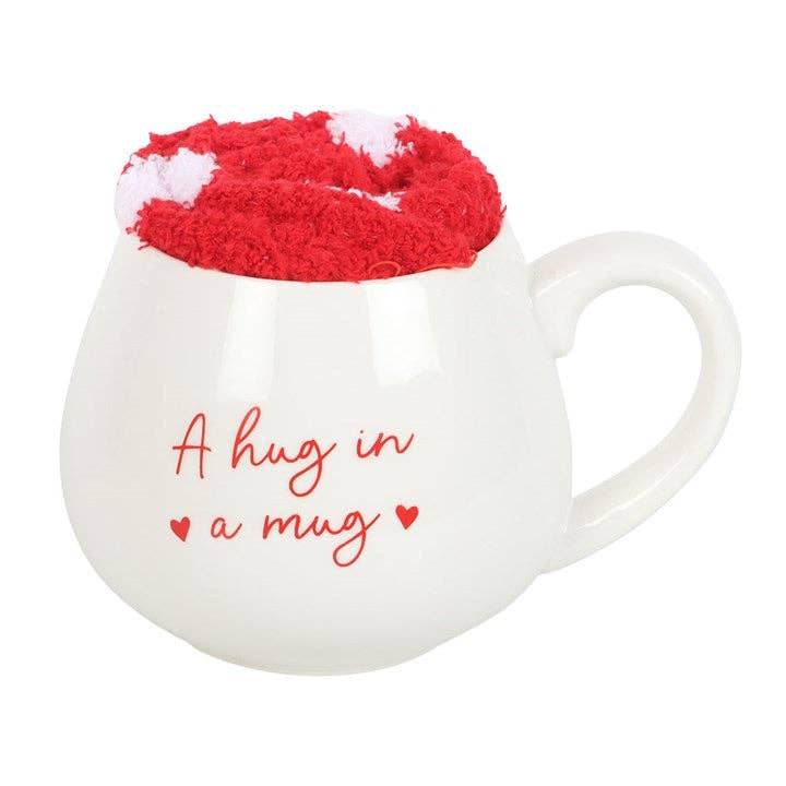 Hug in a Mug Valentine's Day Heart Mug and Socks Set