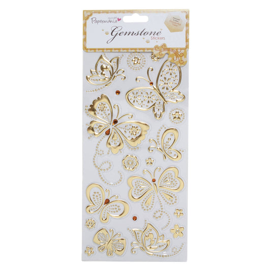 Create Christmas Gemstone Stickers - Butterflies - Gold