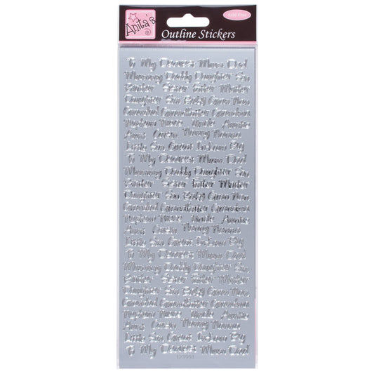 Anitas Outline Stickers, Relative Messages, Silver