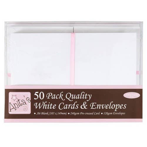 Anita's Cards/Envelopes (50 Pack), White, A6