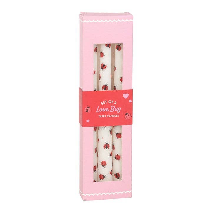 Set of 3 Love Bug Ladybug Valentine Taper Candles