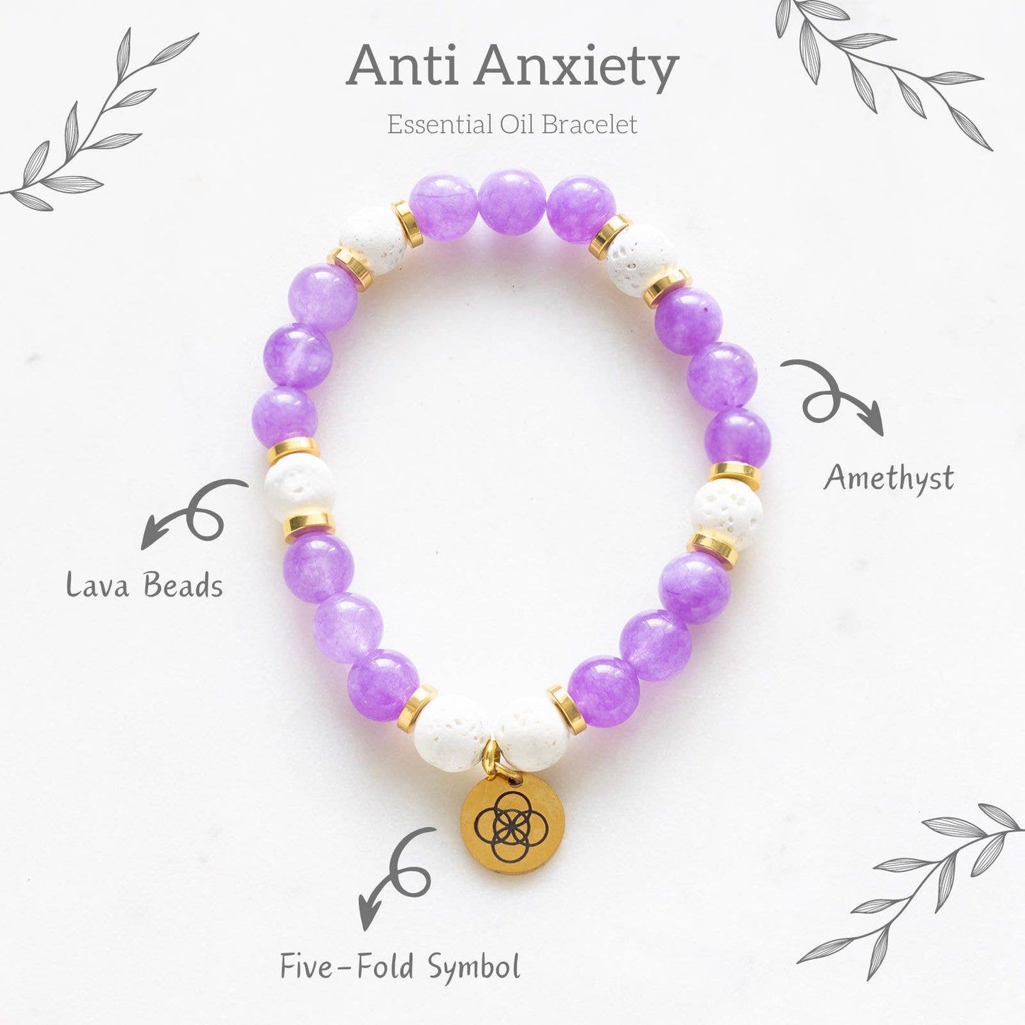 Anti-Anxiety Amethyst Crystal Essential Oil Bracelet