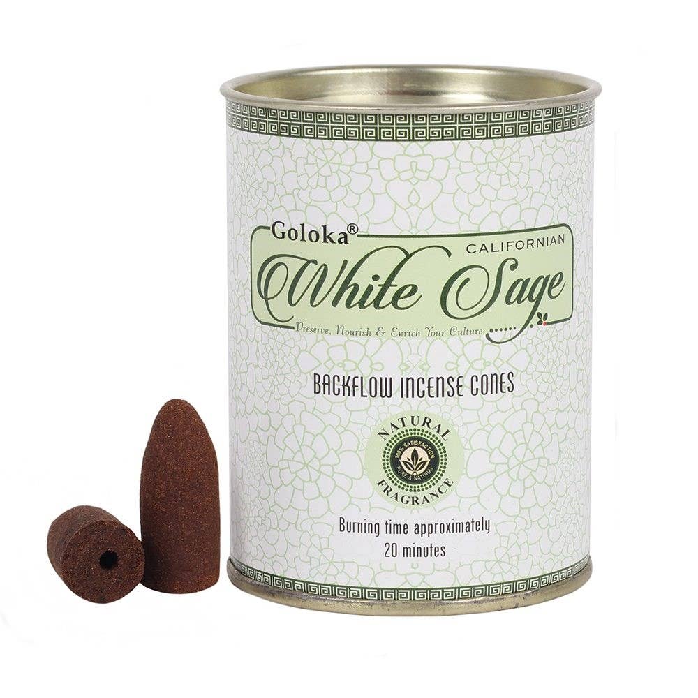 Goloka White Sage Backflow Incense Cones