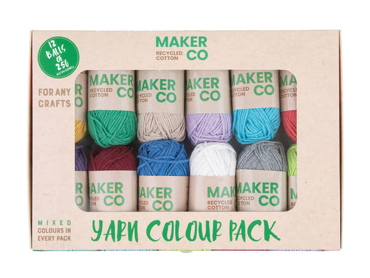 MakerCo Recycled Cotton Yarn Pack of 12 x 25g